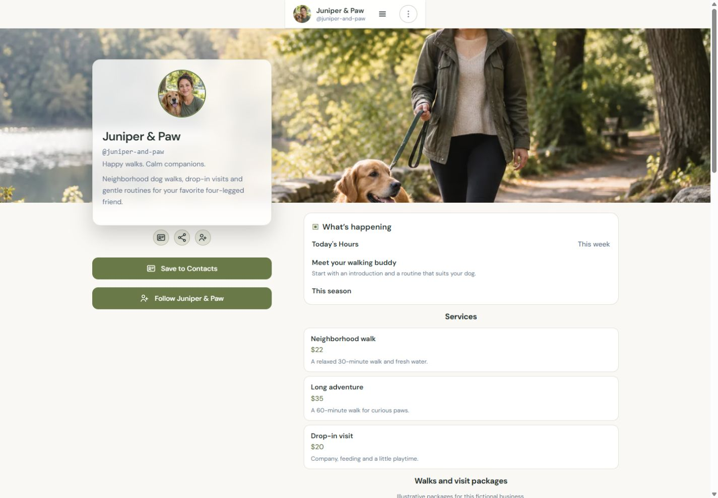 Actual Juniper & Paw NciteMe profile shown on a desktop page.